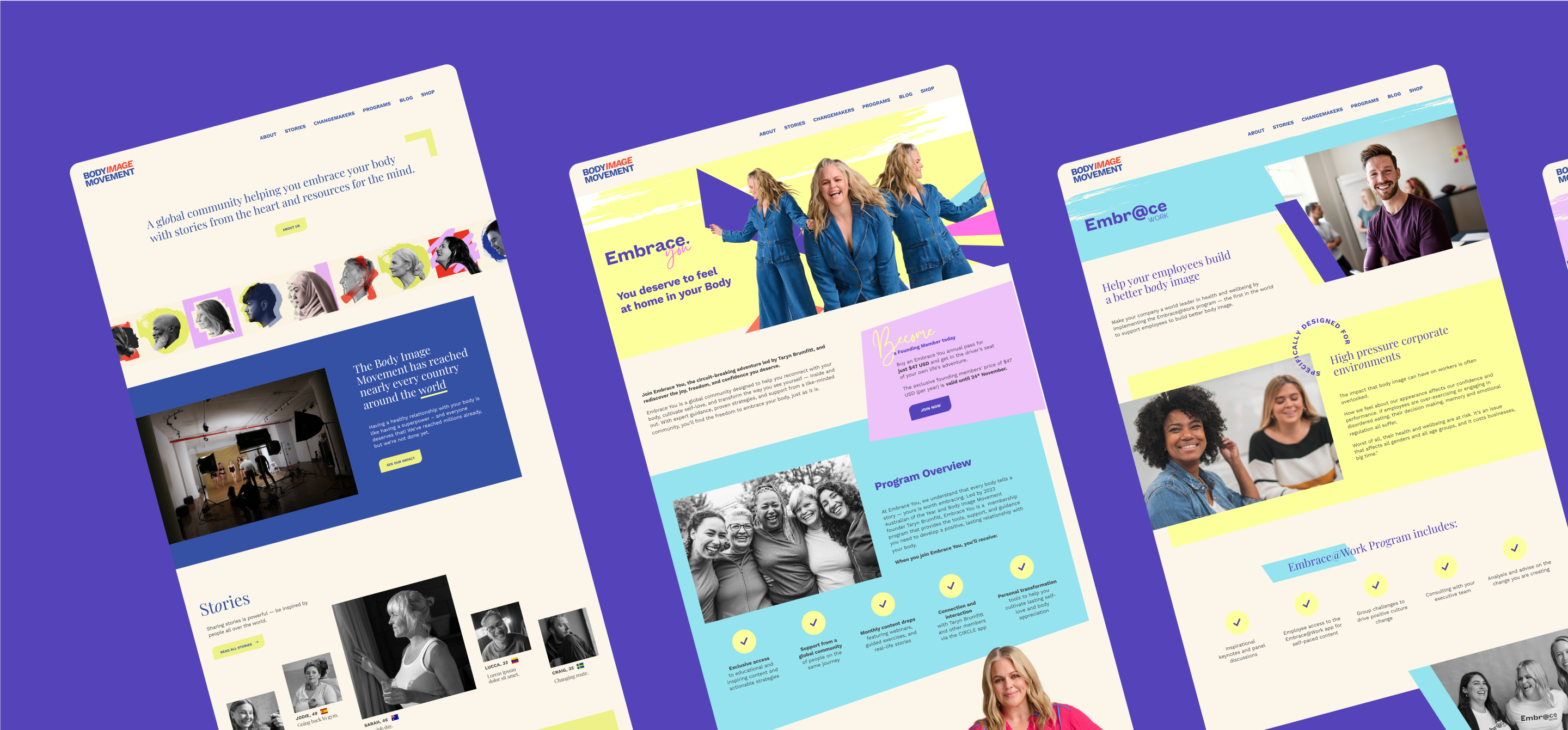 Body Image Movement portfolio feature centre desktop