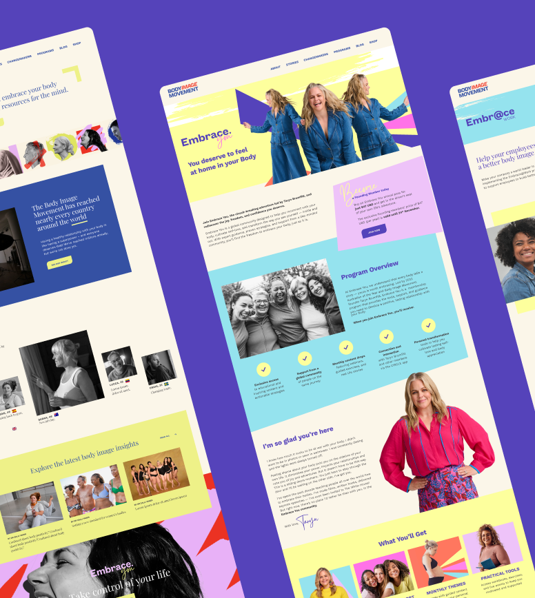 Body Image Movement portfolio feature centre mobile