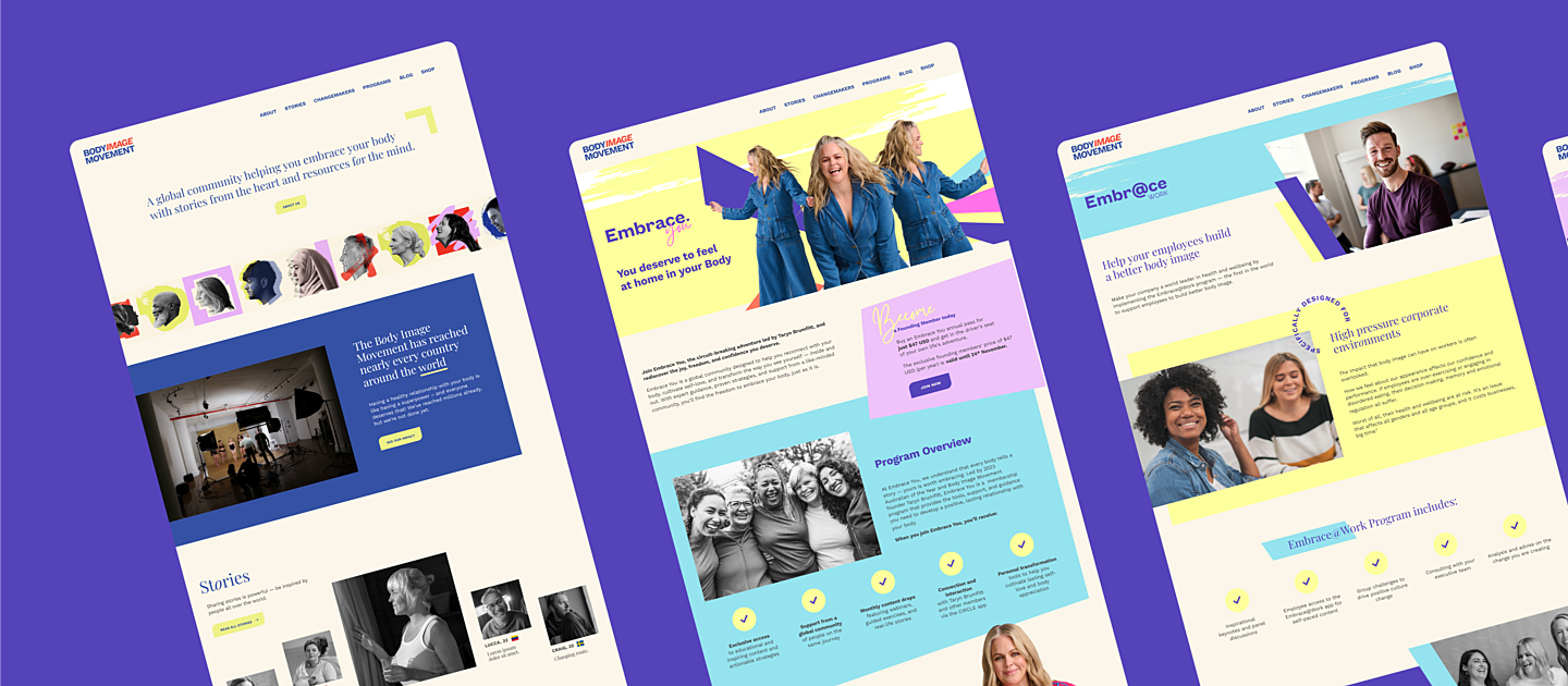 Body Image Movement portfolio feature centre desktop