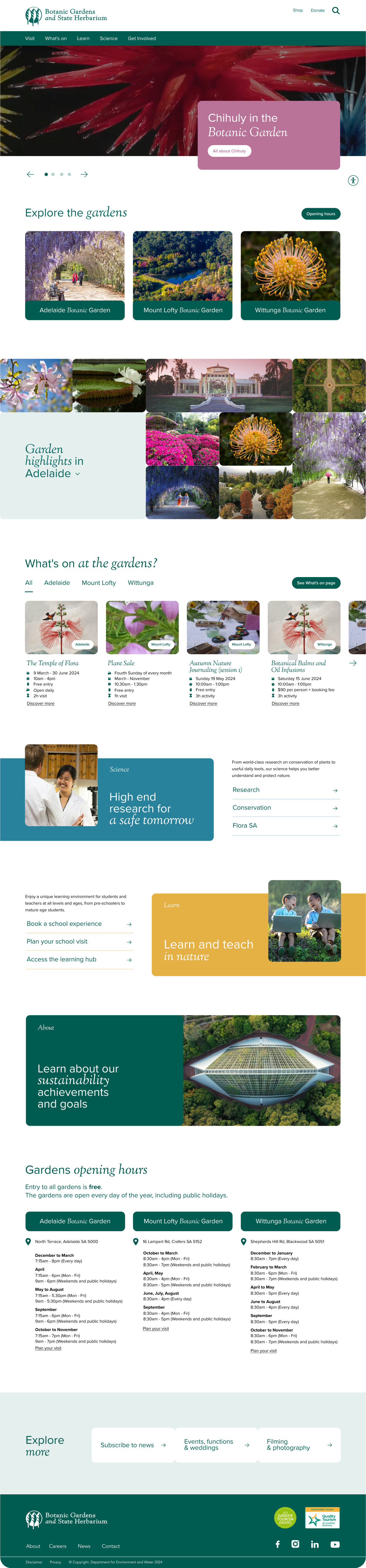 Botanic Gardens Portfolio website screenshot
