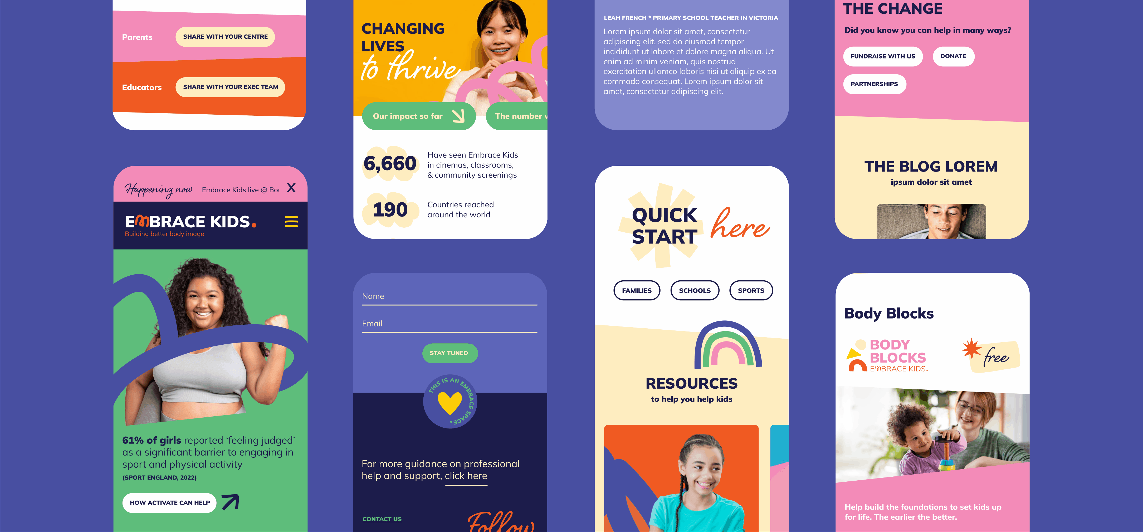 The Embrace Kids Hub Portfolio feature centre desktop