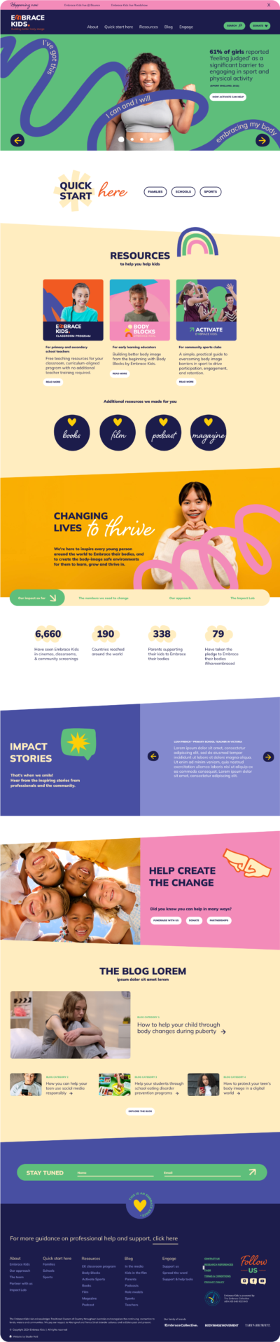 The Embrace Kids Hub Portfolio Website screenshot